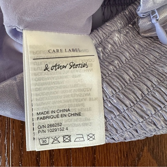 & Other Stories Metallic Puff Sleeve Top in Lilac size 36 / S - Picture 8 of 9